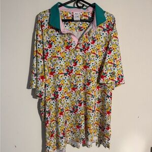 Puma Floral Polo Shirt with Teal Collar